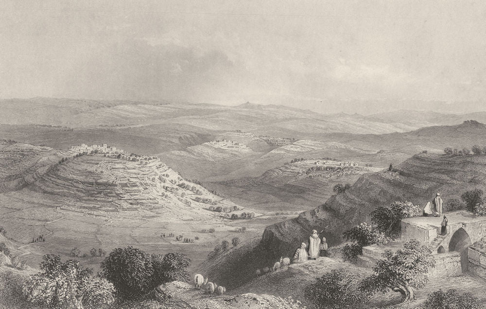ISRAEL. Palestine. Gibeon (Gibeah) from Neby Samwil. (Bartlett) 1847 old print